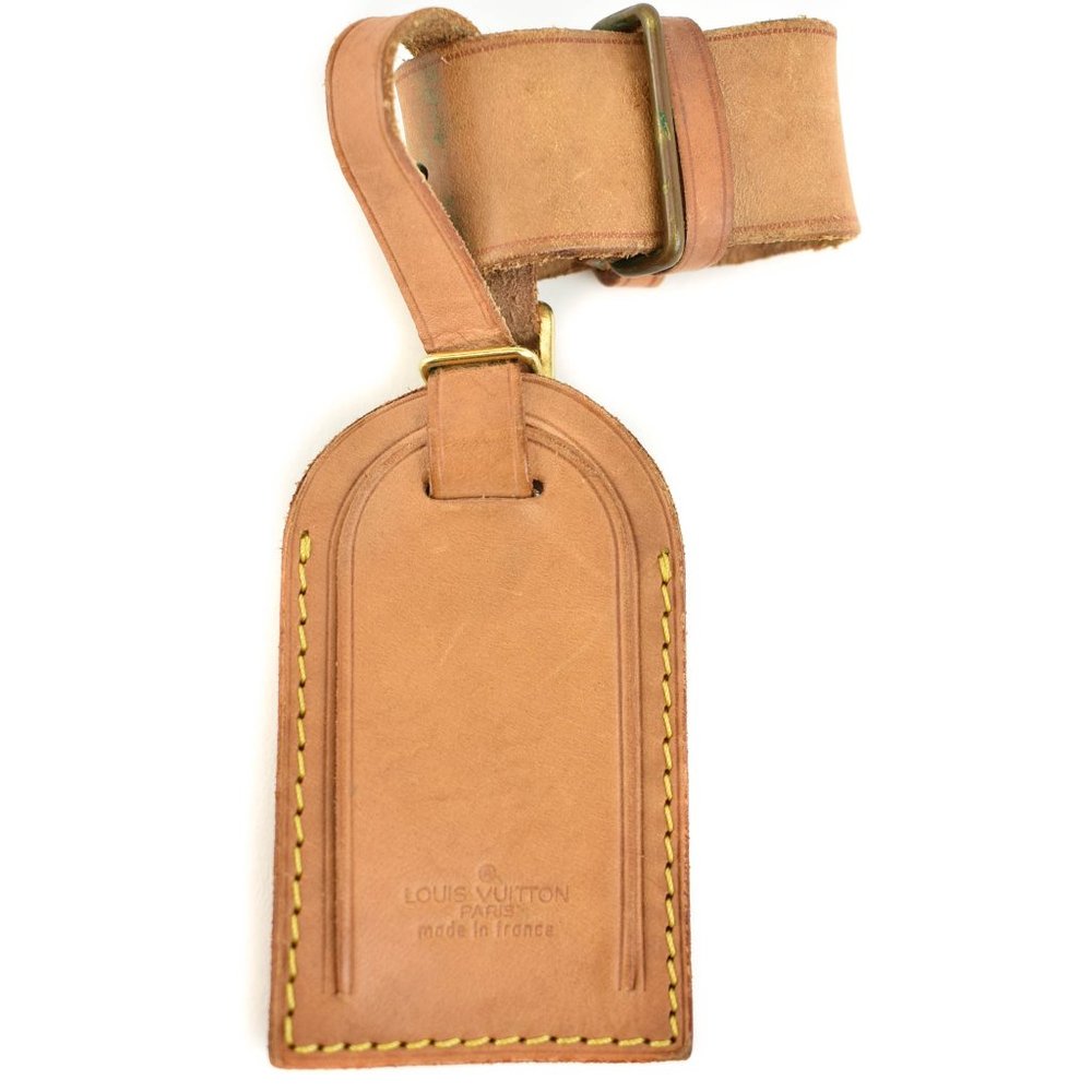 LOUIS VUITTON: Tan, Vachetta Leather & Logo, Luggage Tag & Keepall Set (rz)